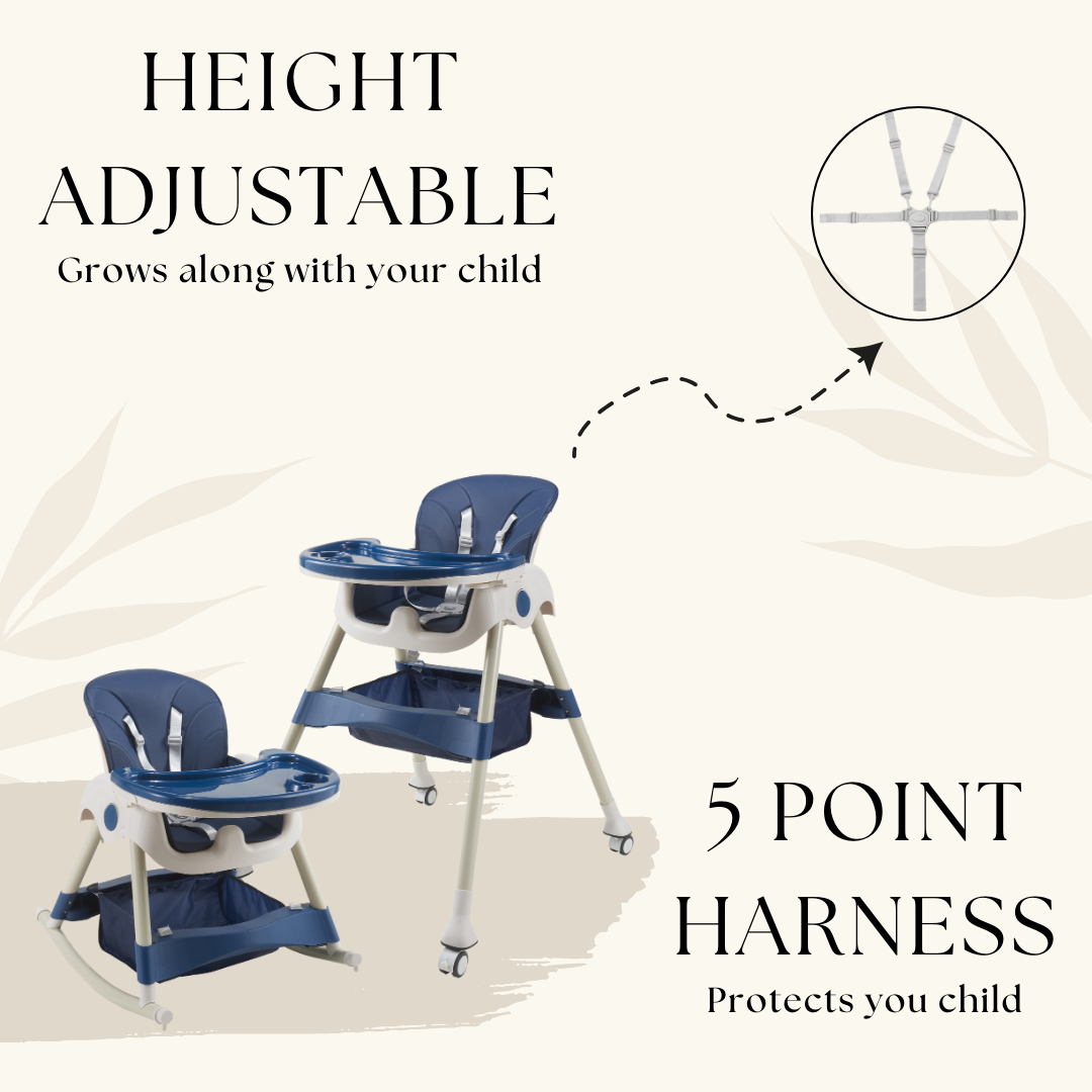 Kiddery Baby Dining Chair for Feeding | 4-in-1 Convertible | 6 Months to 3 Years | Blue