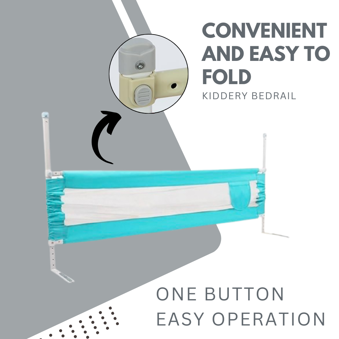 Kiddery Bed Rails for Baby Safety with Adjustable Height - Blue
