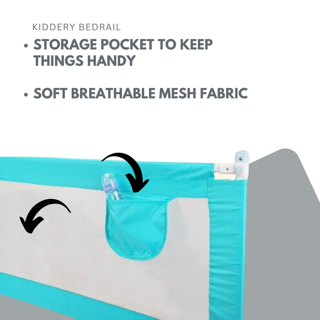 Kiddery Bed Rails for Baby Safety with Adjustable Height - Blue