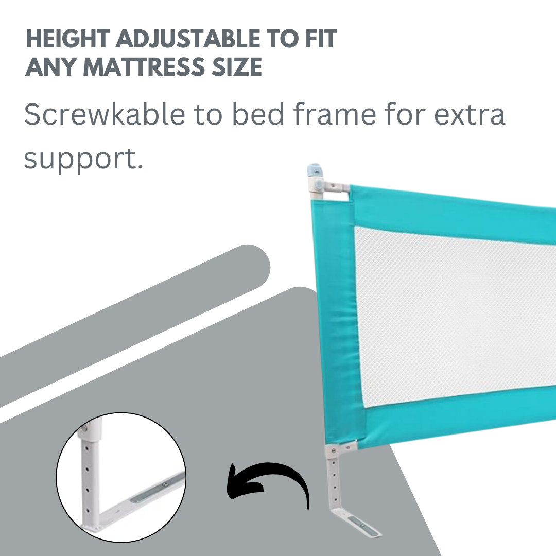 Kiddery Bed Rails for Baby Safety with Adjustable Height - Blue