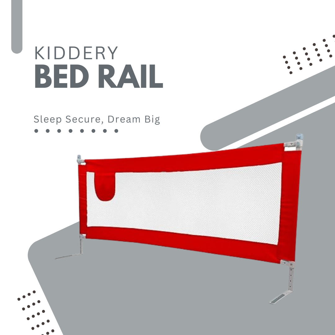 Kiddery Bed Rails for Baby Safety with Adjustable Height - Red