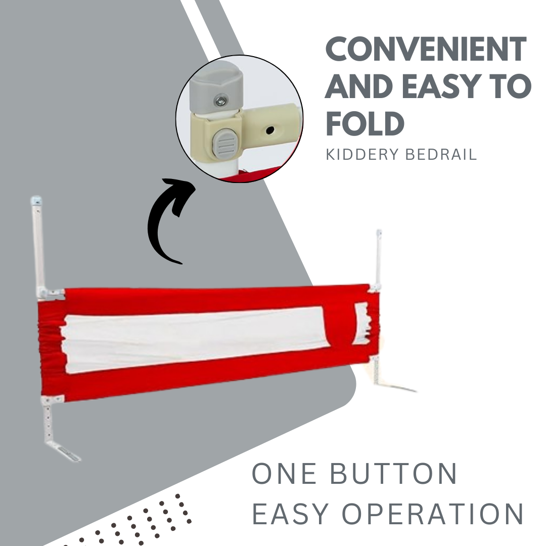 Kiddery Bed Rails for Baby Safety with Adjustable Height - Red