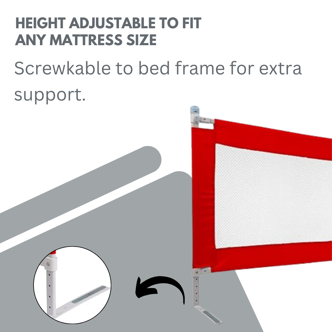 Kiddery Bed Rails for Baby Safety with Adjustable Height - Red
