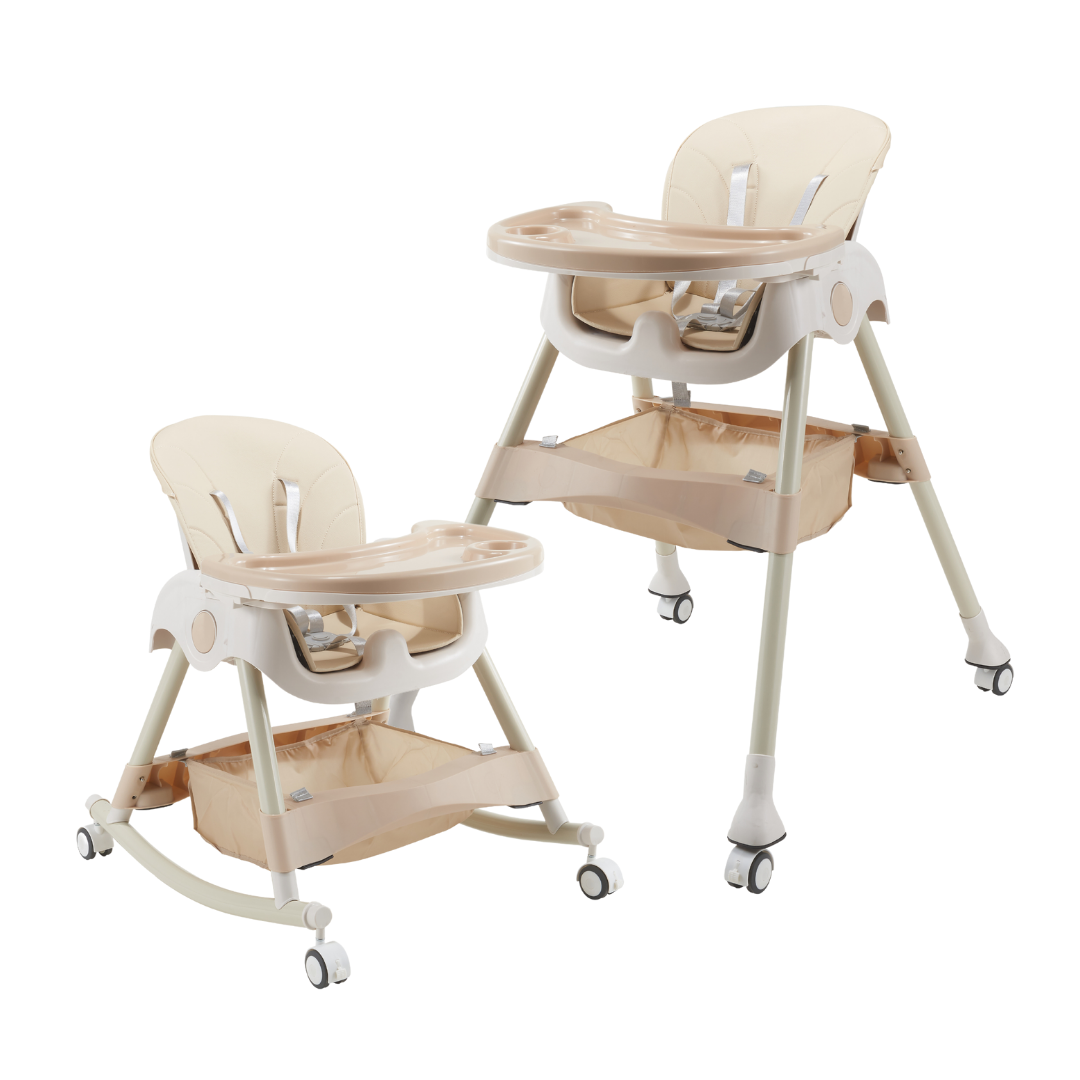 Kiddery Baby Dining Chair for Feeding | 4-in-1 Convertible | 6 Months to 3 Years | Khaki