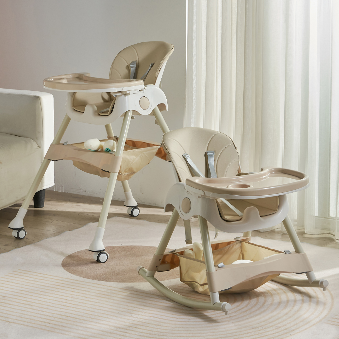 Kiddery Baby Dining Chair for Feeding | 4-in-1 Convertible | 6 Months to 3 Years | Khaki
