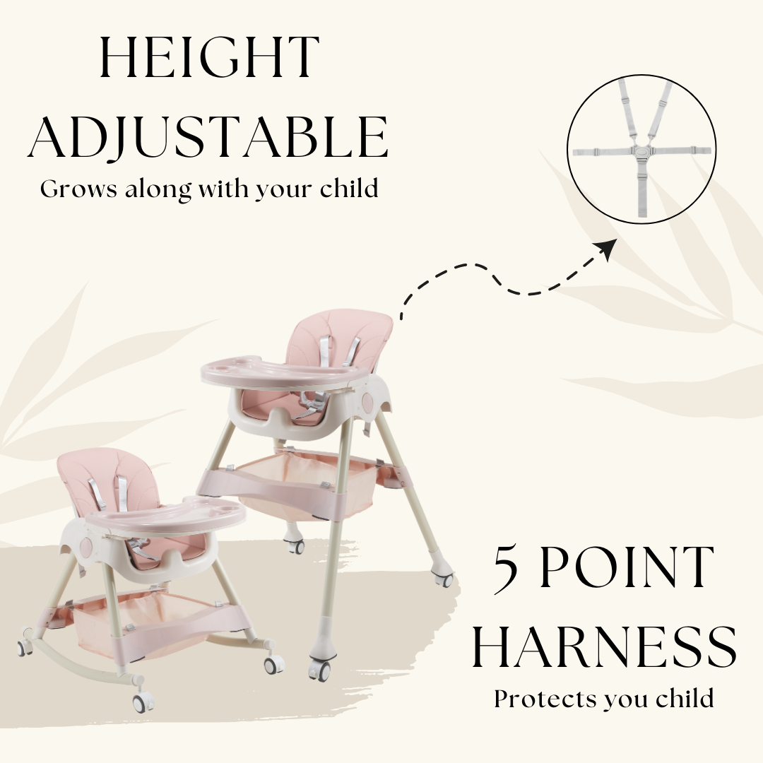 Kiddery Baby Dining Chair for Feeding | 4-in-1 Convertible | 6 Months to 3 Years | Pink