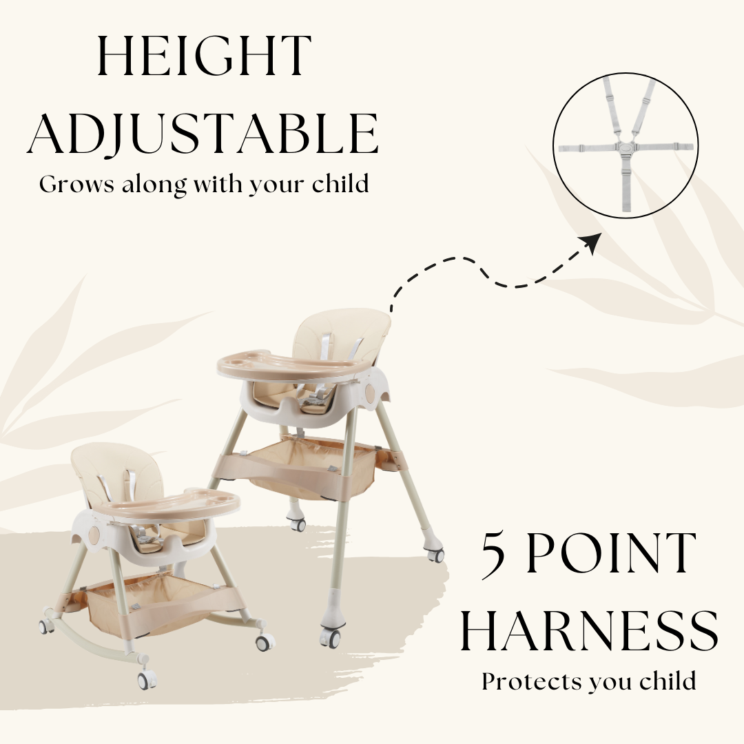 Kiddery Baby Dining Chair for Feeding | 4-in-1 Convertible | 6 Months to 3 Years | Khaki