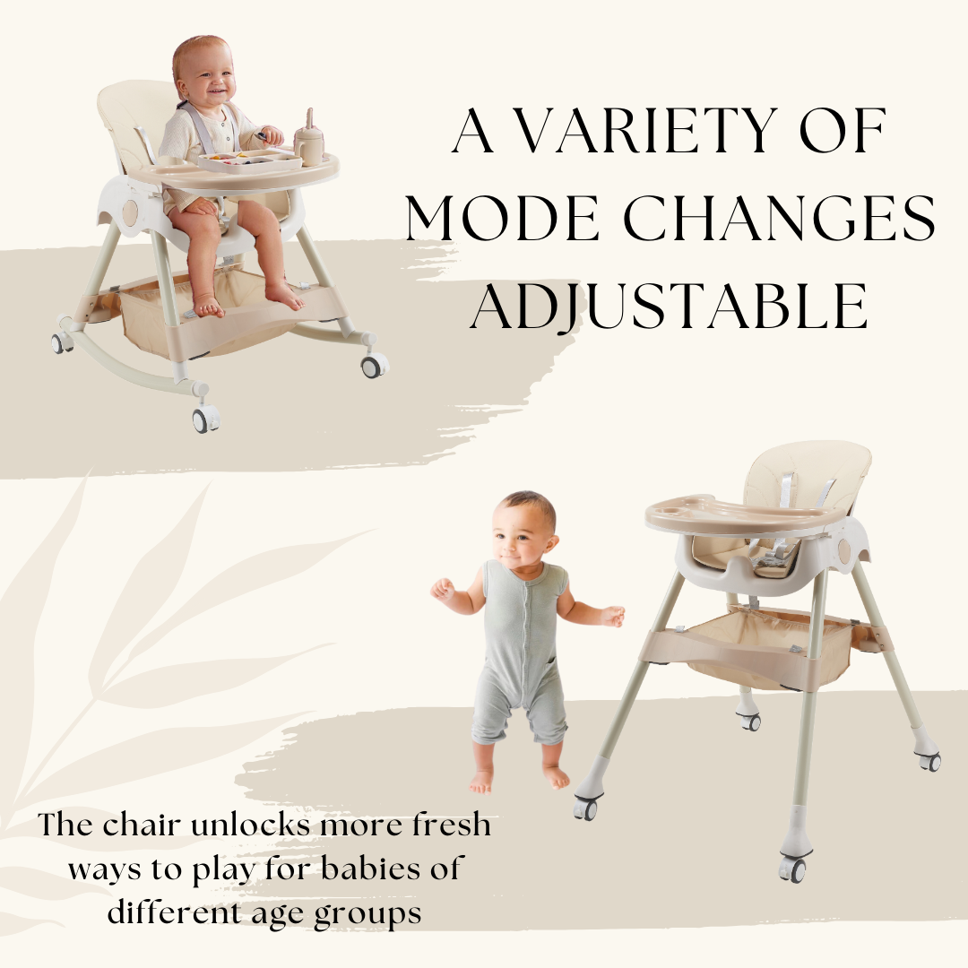 Kiddery Baby Dining Chair for Feeding | 4-in-1 Convertible | 6 Months to 3 Years | Khaki