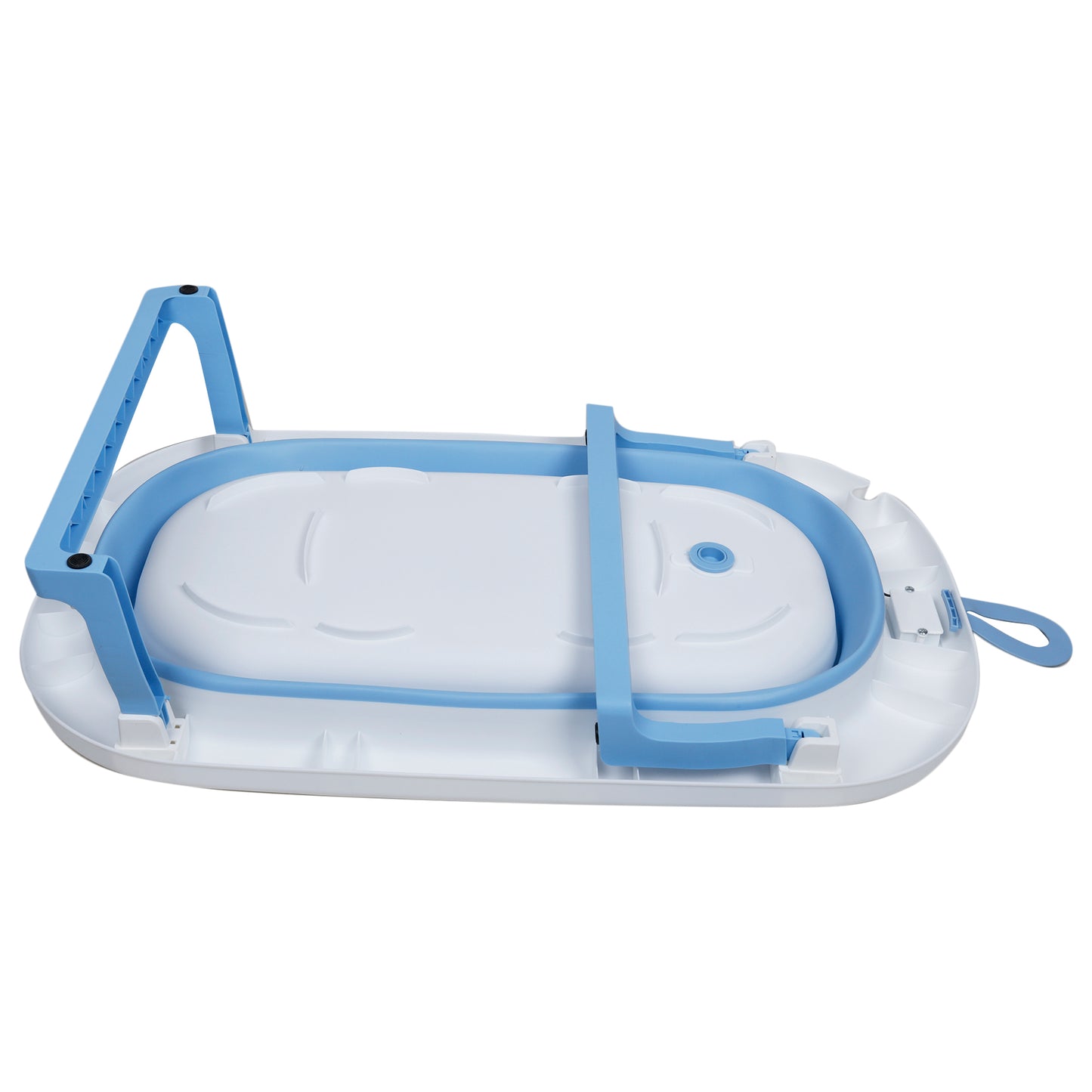 Kiddery Baby Bath Tub for 0-3 Years | Collapsible | Soft Cushion | Real Time Water Temprature Display | Drain Hole | Blue