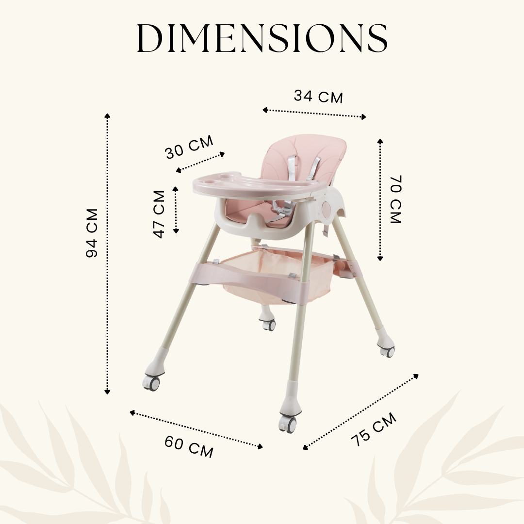 Kiddery Baby Dining Chair for Feeding | 4-in-1 Convertible | 6 Months to 3 Years | Pink