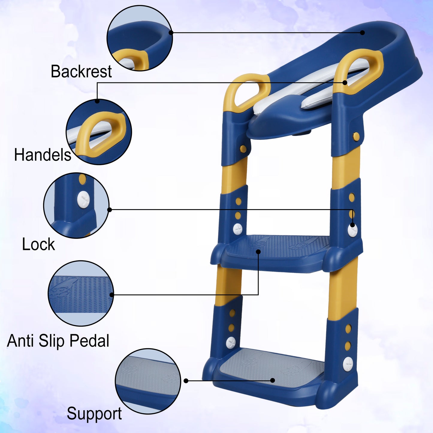 Kiddery Potty Training Seat For Toddler Boys & Girls | 1-5 Years | Adjustable Height | Non-Slip Design | Blue