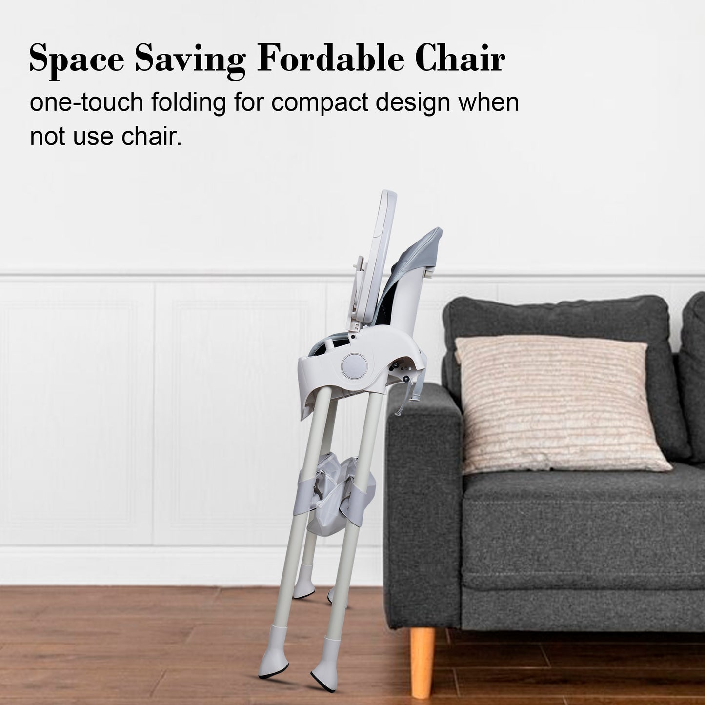 Kiddery Baby Dining Chair for Feeding | 4-in-1 Convertible | 6 Months to 3 Years | Grey