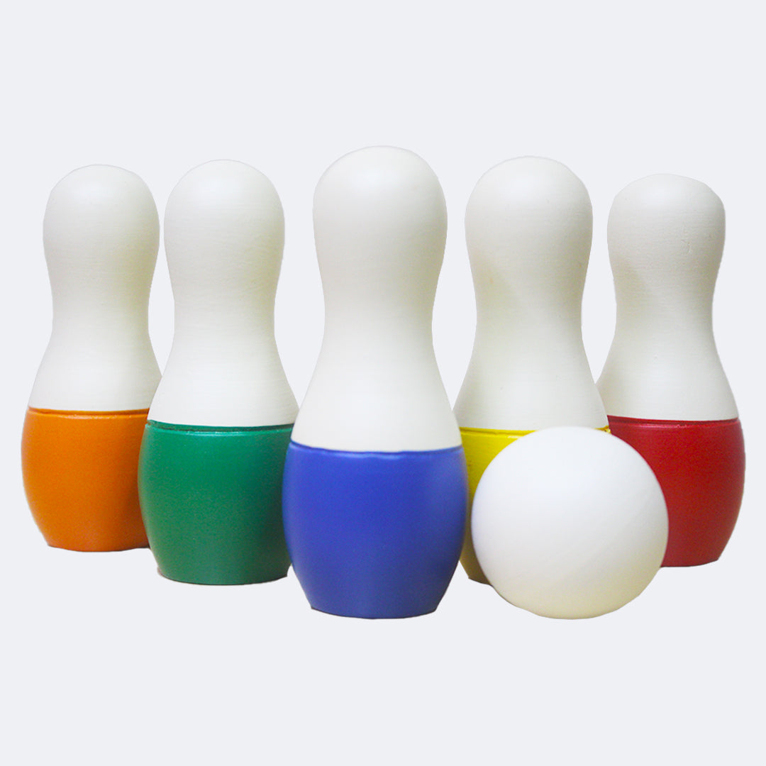 Kiddery Wooden Mini Bowling Pins Set