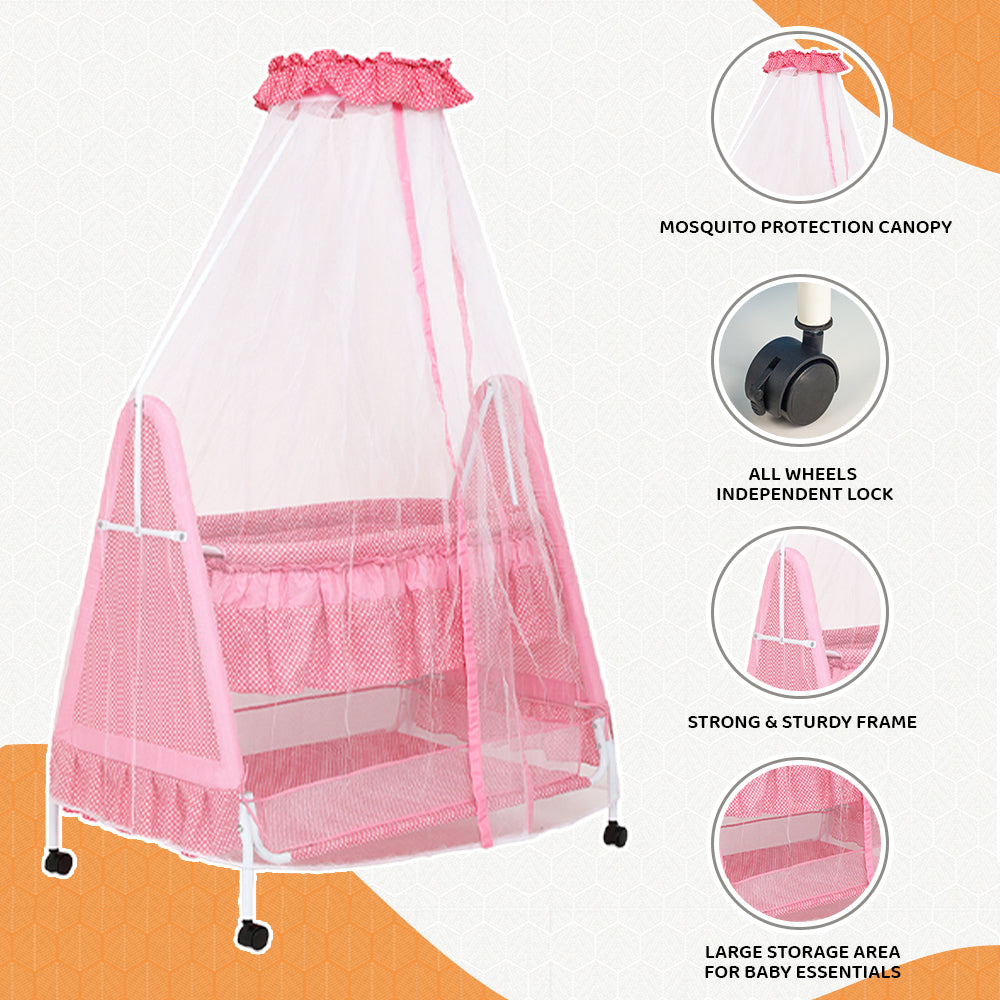 Kiddery Polkamania | Baby Cradle | Pink