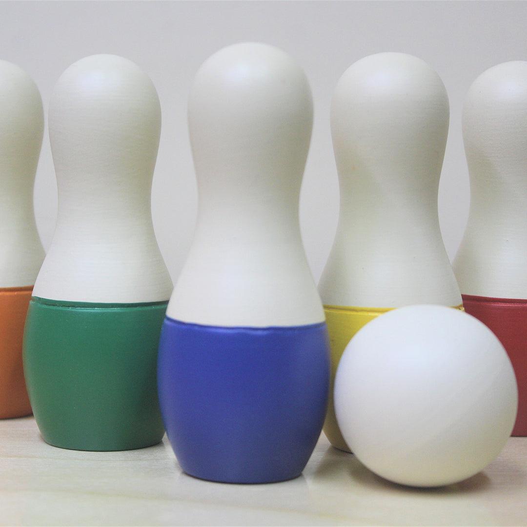Kiddery Wooden Mini Bowling Pins Set