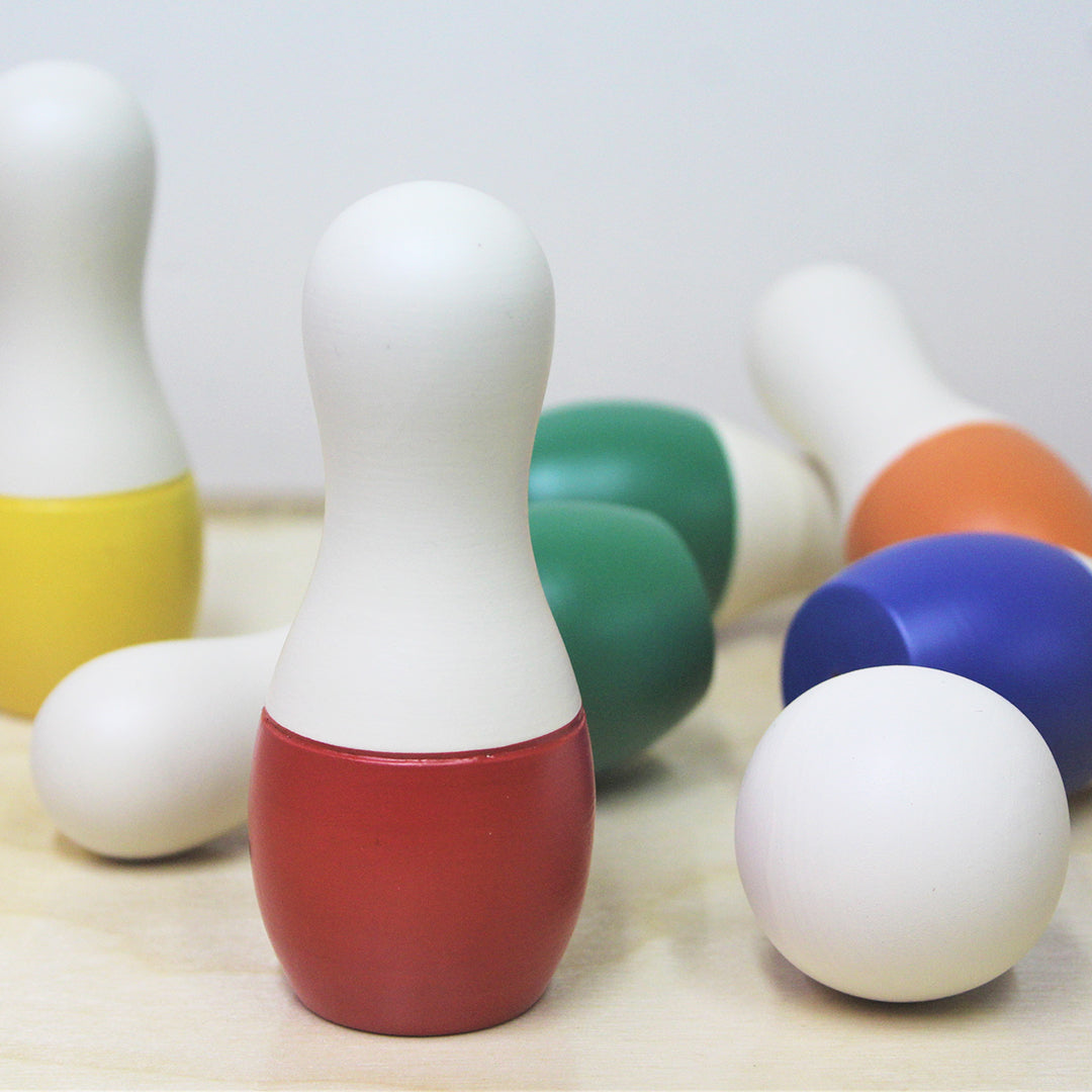 Kiddery Wooden Mini Bowling Pins Set
