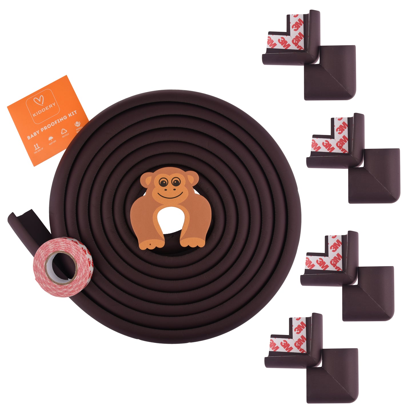 Kiddery Baby Proofing Kit | Edge Corner Guards | Brown