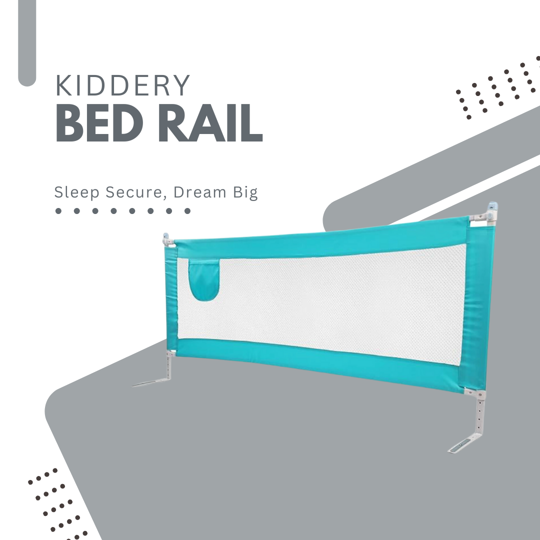 Kiddery Bed Rails for Baby Safety with Adjustable Height - Blue