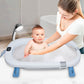 Kiddery Baby Bath Tub for 0-3 Years | Collapsible | Soft Cushion | Real Time Water Temprature Display | Drain Hole | Blue