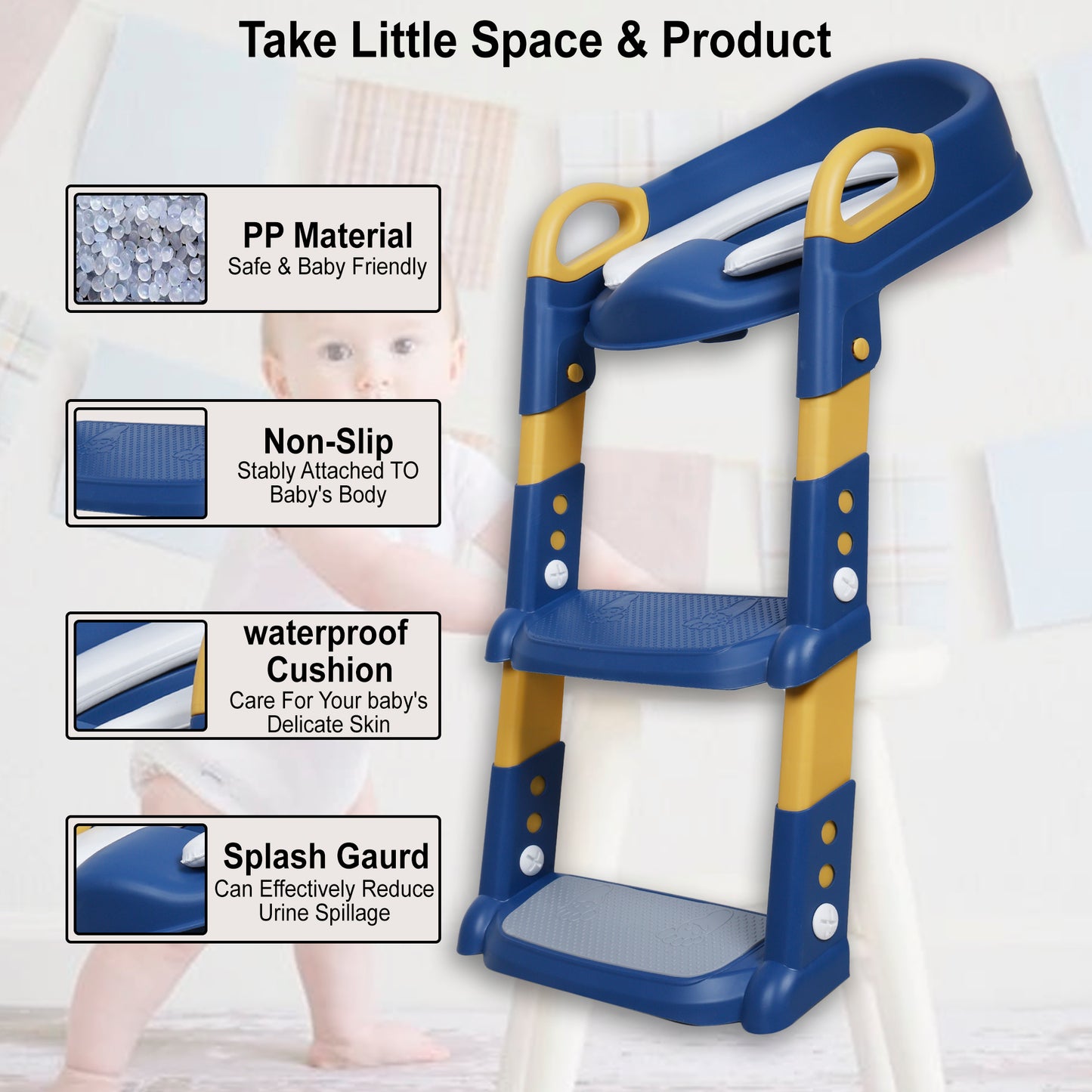 Kiddery Potty Training Seat For Toddler Boys & Girls | 1-5 Years | Adjustable Height | Non-Slip Design | Blue
