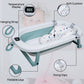 Kiddery Baby Bath Tub for 0-3 Years | Collapsible | Soft Cushion | Real Time Water Temprature Display | Drain Hole | Green