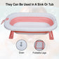 Kiddery Baby Bath Tub for 0-3 Years | Collapsible Bath Tub for Infant | Drain Hole | Pink