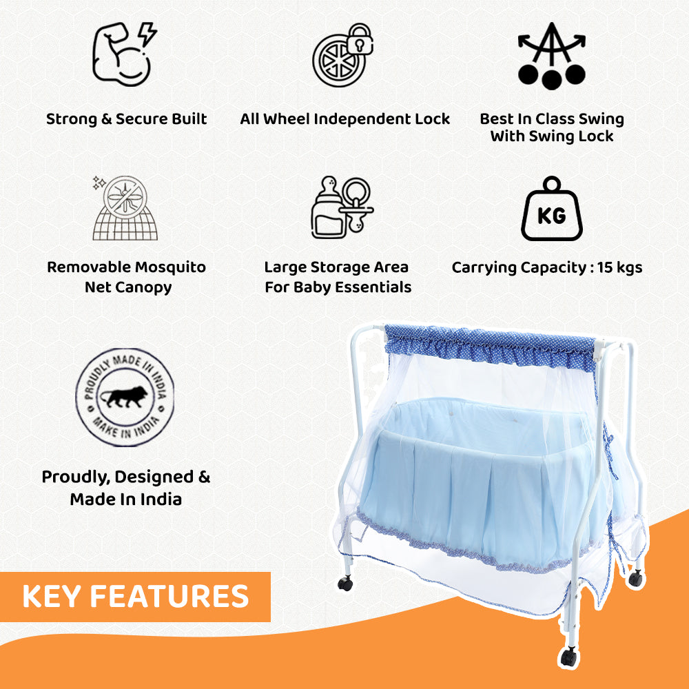 Kiddery Lyra | Baby Cradle | Blue