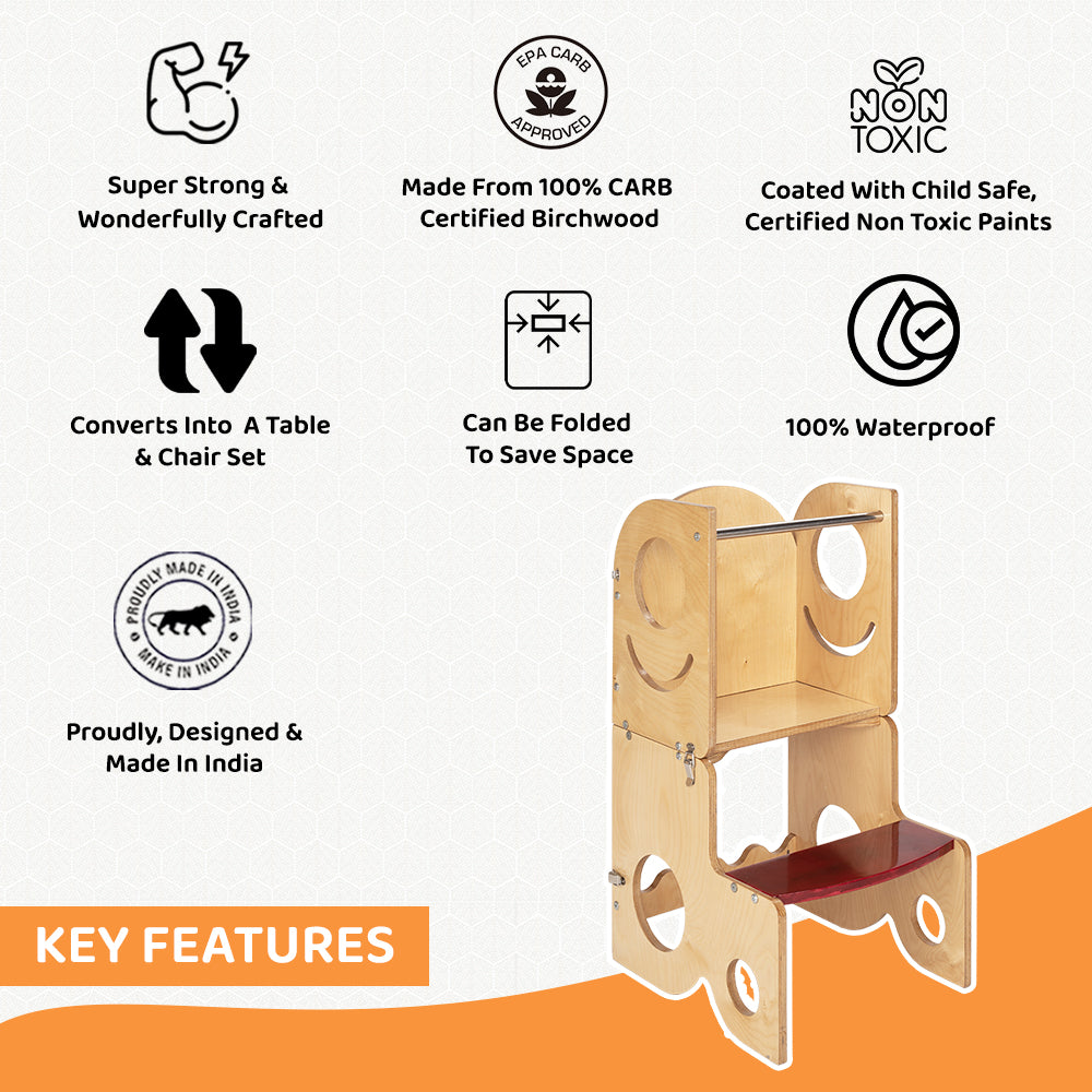 Kiddery Learning Tower Cum Table & Chair Set | Montessori Inspired Furniture