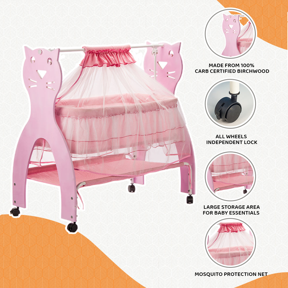 Kiddery Bella | Wooden Cradle | Pink