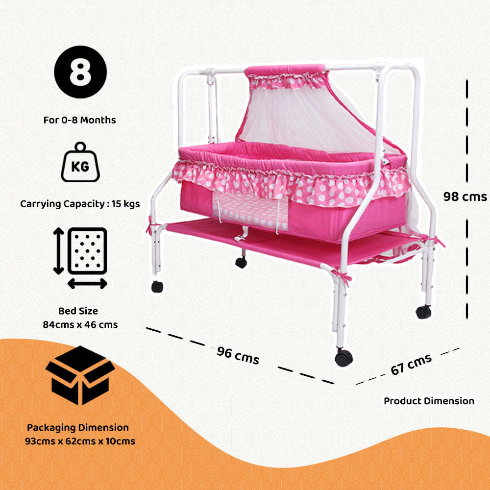 Kiddery Ares | Baby Cradle | Pink