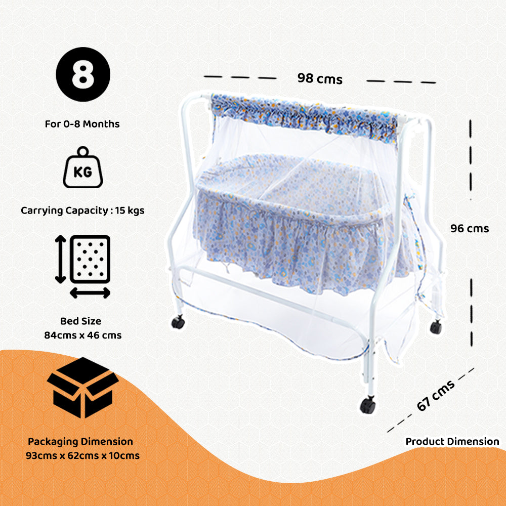Kiddery Lyra | Baby Cradle | Blue Print
