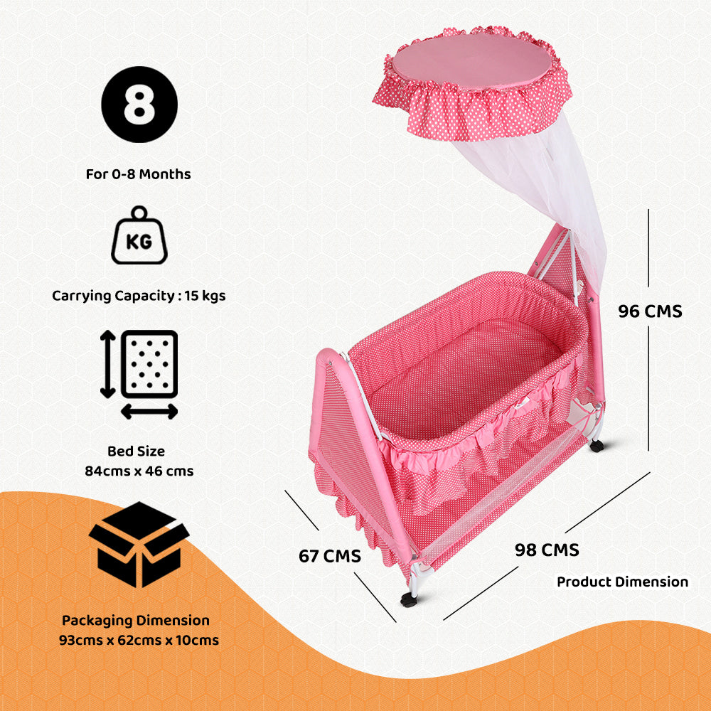 Kiddery Polkamania | Baby Cradle | Pink